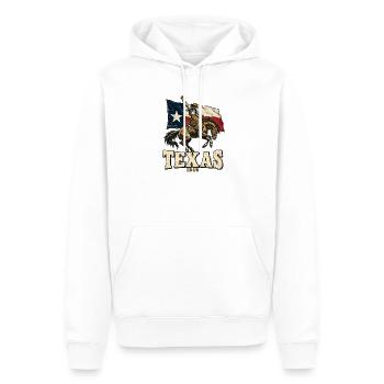 Texas 1845 Western Reiter Flagge - Männer Premium Bio Hoodie - Weiß - Vorne - Nico (187cm)