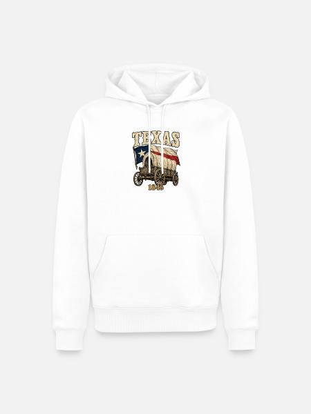 Texas Wagon 1845 Flagge - Männer Premium Bio Hoodie - Weiß