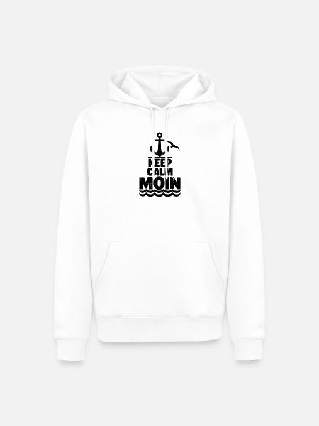 Keep Calm Moin – Maritimer Grunge Look - Männer Premium Bio Hoodie - Weiß