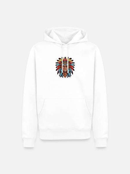 Portrait Indianer Native American - Männer Premium Bio Hoodie - Weiß