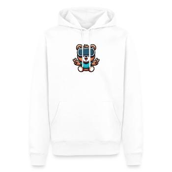 Bär Süß Comic Cartoon VR Virtual Reality - Männer Premium Bio Hoodie - Weiß - Vorne - Nico (187cm)
