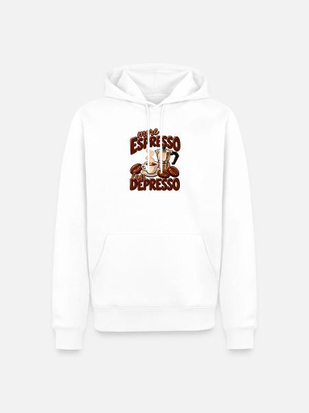 More Espresso Less Depresso - Männer Premium Bio Hoodie - Weiß