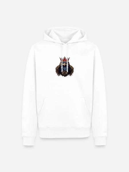 Adler Kopf mit Krone - Männer Premium Bio Hoodie - Weiß
