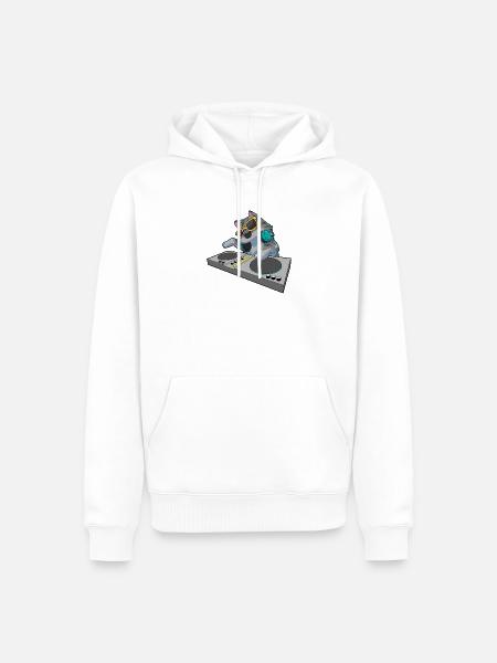 Katze DJ Musik - Männer Premium Bio Hoodie - Weiß