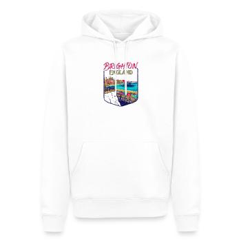 City Vintage Brighton England Coastal Skyline - Männer Premium Bio Hoodie - Weiß - Vorne - Nico (187cm)