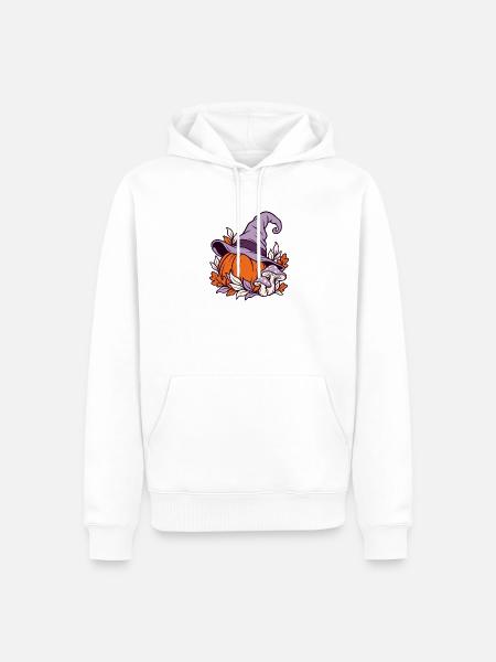 Herbstlicher Kürbis mit Hexenhut - Männer Premium Bio Hoodie - Weiß