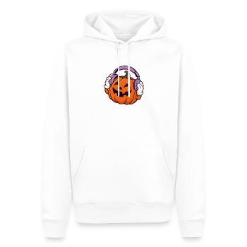 Kopfhörer-Kürbis Halloween-Design - Männer Premium Bio Hoodie - Weiß - Vorne - Nico (187cm)