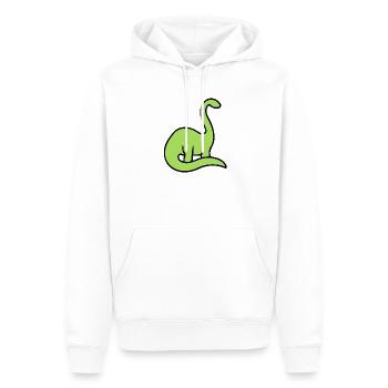 Lime Dino Silhouette auf Schwarz - Männer Premium Bio Hoodie - Weiß - Vorne - Nico (187cm)