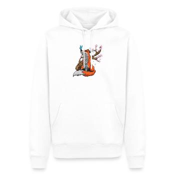 Fuchs Kirschblüten - Männer Premium Bio Hoodie - Weiß - Vorne - Nico (187cm)