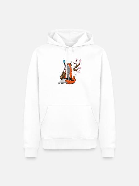 Fuchs Kirschblüten - Männer Premium Bio Hoodie - Weiß
