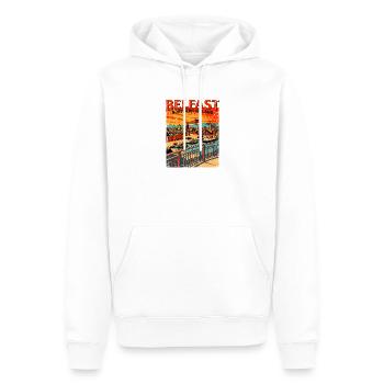 Belfast Northern Ireland Retro City Skyline - Männer Premium Bio Hoodie - Weiß - Vorne - Nico (187cm)