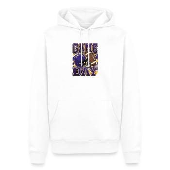 Spieltag – Lila-Gold-Footballspieler-Vater - Männer Premium Bio Hoodie - Weiß - Vorne - Nico (187cm)