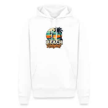 Beachvolleyball Sunset – Retro Beach Vibes - Männer Premium Bio Hoodie - Weiß - Vorne - Nico (187cm)