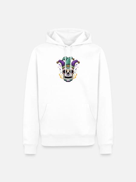Mardi Gras Totenkopf - Männer Premium Bio Hoodie - Weiß