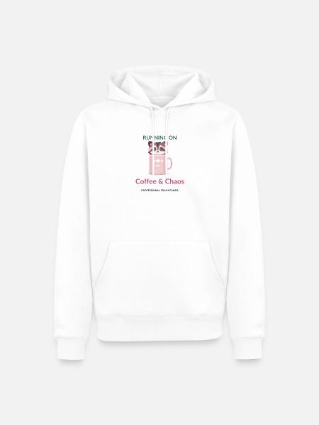 Kaffee-Chaos-Panda-Tasse - Männer Premium Bio Hoodie - Weiß
