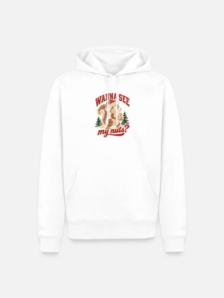 Wanna See My Nuts Eichhörnchen - Männer Premium Bio Hoodie - Weiß