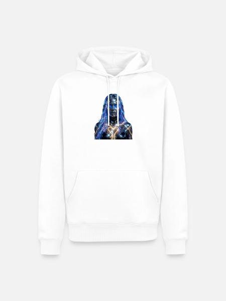 Neon-Cyborg mit erleuchtetem Herzen - Männer Premium Bio Hoodie - Weiß