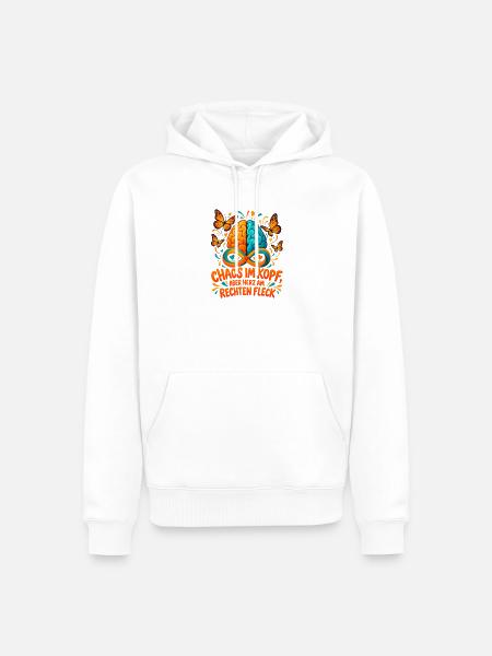 ADHS Spruch Chaos im Kopf Geschenkidee - Männer Premium Bio Hoodie - Weiß