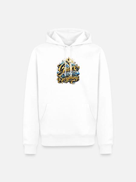 Gnade Verändert Alles - Inspirierendes Design - Männer Premium Bio Hoodie - Weiß