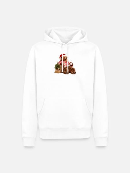 Gemütlicher Weihnachtsbär im Pulloverdesign - Männer Premium Bio Hoodie - Weiß