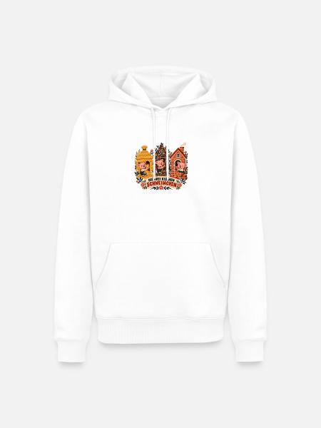 Drei Schweinchen Märchenhaus - Männer Premium Bio Hoodie - Weiß