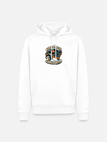Kurze Pause Ganze Seite Vinylturntable - Männer Premium Bio Hoodie - Weiß