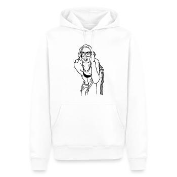 MÄDCHEN - Männer Premium Bio Hoodie - Weiß - Vorne - Nico (187cm)