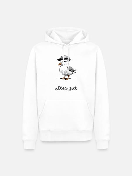Möwe mit "Alles gut" Spruch - Männer Premium Bio Hoodie - Weiß