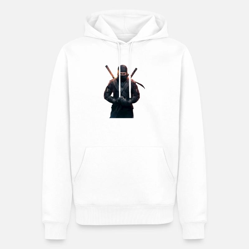 Ninja avec des épées - Sweat à capuche Premium bio Homme - blanc