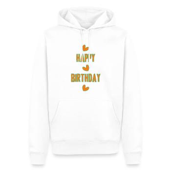 ÅRSDAG. TILLYKKE MED FØDSELSDAGEN. TILLYKKE MED FØDSELSDAGEN. - Herre Premium økologisk hoodie - hvid - Foran - Nico (187cm)