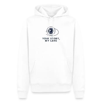 Deine Geschichte, meine Linse - Männer Premium Bio Hoodie - Weiß - Vorne - Nico (187cm)