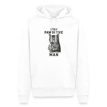 Coole Katze mit Bubble Tea - Stay Pawsitive - Männer Premium Bio Hoodie - Weiß - Vorne - Nico (187cm)