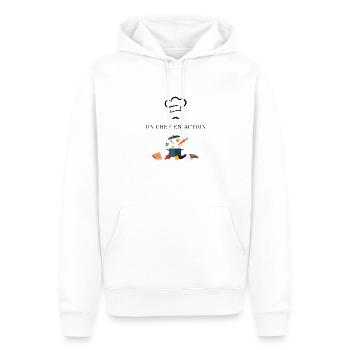 UN CHEF EN ACTION - Sweat à capuche Premium bio Homme - blanc - Devant - Nico (187cm)