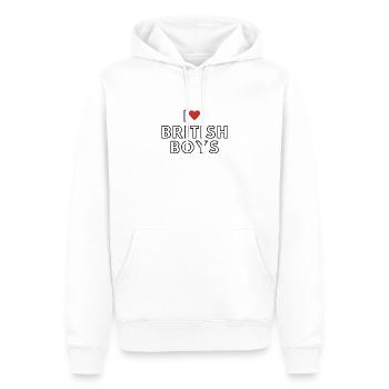 I Love British I Red He British - Sweat à capuche Premium bio Homme - blanc - Devant - Nico (187cm)