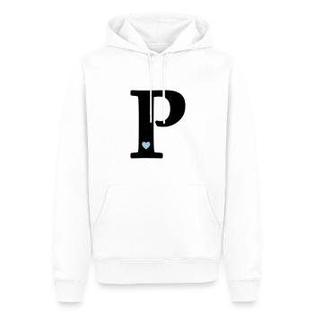 Buchstabe P Anfangsbuchstabe - Männer Premium Bio Hoodie - Weiß - Vorne - Nico (187cm)