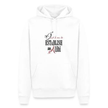 Ich bin nur hier, um ein Alibi zu etablieren Lustiger Spruch - Männer Premium Bio Hoodie - Weiß - Vorne - Nico (187cm)