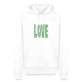 grün-Herzen-LOVE - Männer Premium Bio Hoodie - Weiß - Vorne - Nico (187cm)