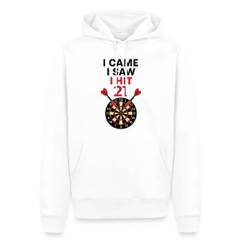Darts Humor Score 20, I Came I Saw I Hit 21 - Männer Premium Bio Hoodie - Weiß - Vorne - Nico (187cm)