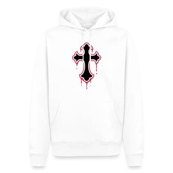 gothic, splatter, cross - Sweat à capuche Premium bio Homme - blanc - Devant - Nico (187cm)