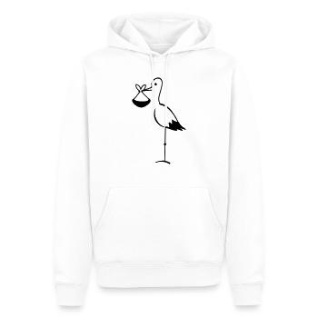 Storch mit Bündel / stork with bundle (1c) - Männer Premium Bio Hoodie - Weiß - Vorne - Nico (187cm)