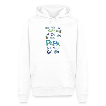 Alle sitzen im Garten/Grillen witziger Spruch - Männer Premium Bio Hoodie - Weiß - Vorne - Nico (187cm)