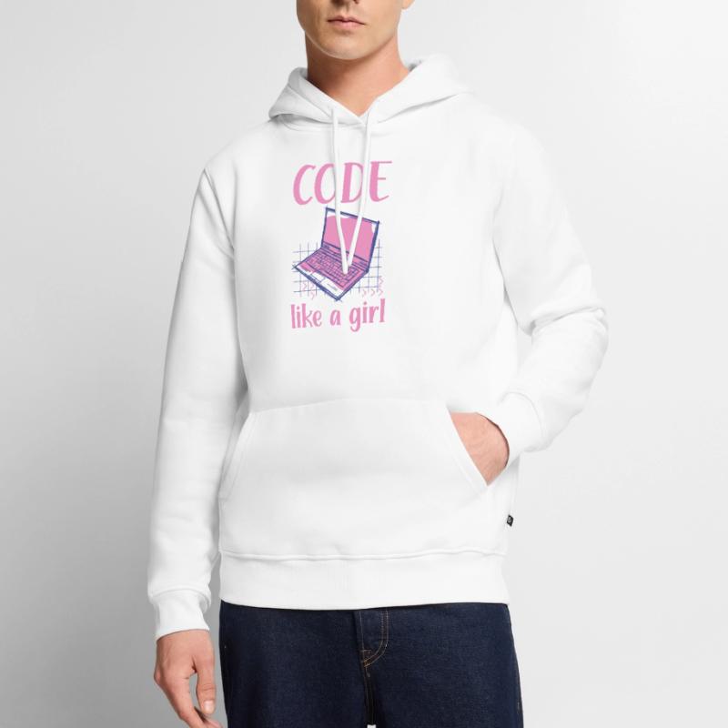 Code Like A Girl Programming Coder Computer Geek D Männer Premium Bio Hoodie