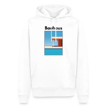 Bauhaus - Männer Premium Bio Hoodie - Weiß - Vorne - Nico (187cm)