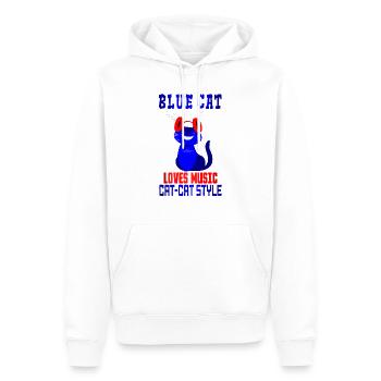 BLUE CAT LOVE MUSIC - Sweat à capuche Premium bio Homme - blanc - Devant - Nico (187cm)