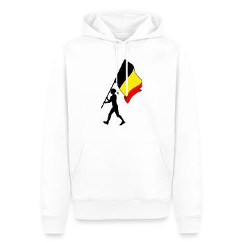 Drapeau Belgique femme marchant - Sweat à capuche Premium bio Homme - blanc - Devant - Nico (187cm)