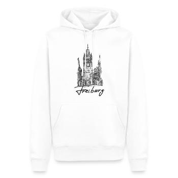 Freiburg - Männer Premium Bio Hoodie - Weiß - Vorne - Nico (187cm)