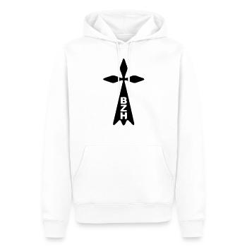 breizh hermine - Sweat à capuche Premium bio Homme - blanc - Devant - Nico (187cm)