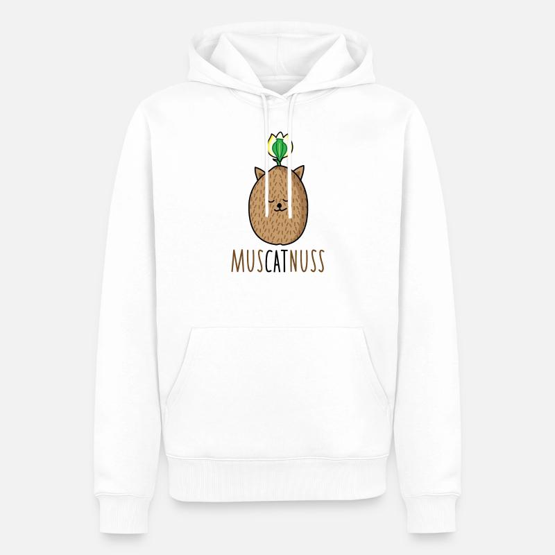 Chat - muscade - Sweat à capuche Premium bio Homme - blanc