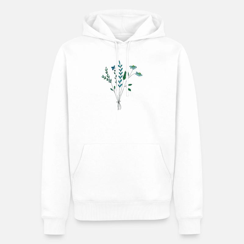fleur prairie tons bleus fleurs sèches - Sweat à capuche Premium bio Homme - blanc
