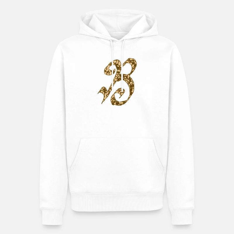 B / Initiale - Sweat à capuche Premium bio Homme - blanc